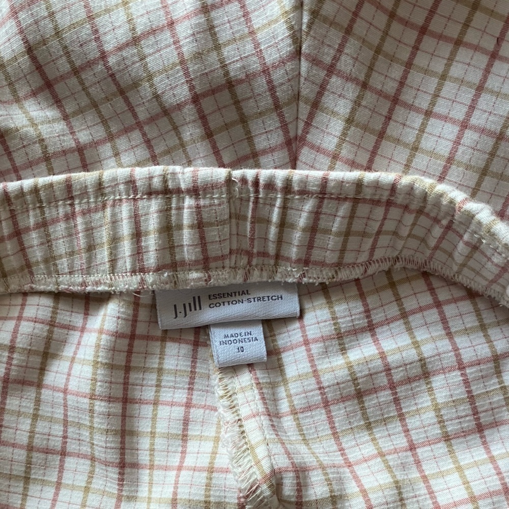 🌟 J. Jill Cotton stretch Pants Cream Tan, White Baby Pink comfy striped pants - Picture 14 of 14